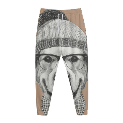 Hipster Golden Retriever Print Jogger Pants