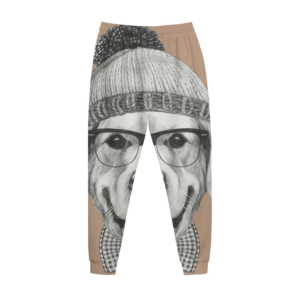 Hipster Golden Retriever Print Jogger Pants
