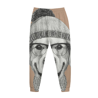 Hipster Golden Retriever Print Jogger Pants