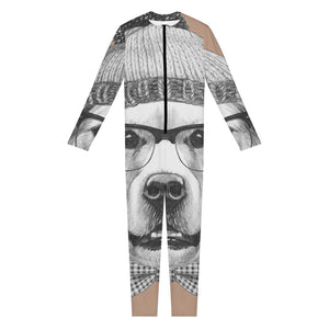 Hipster Golden Retriever Print Jumpsuit