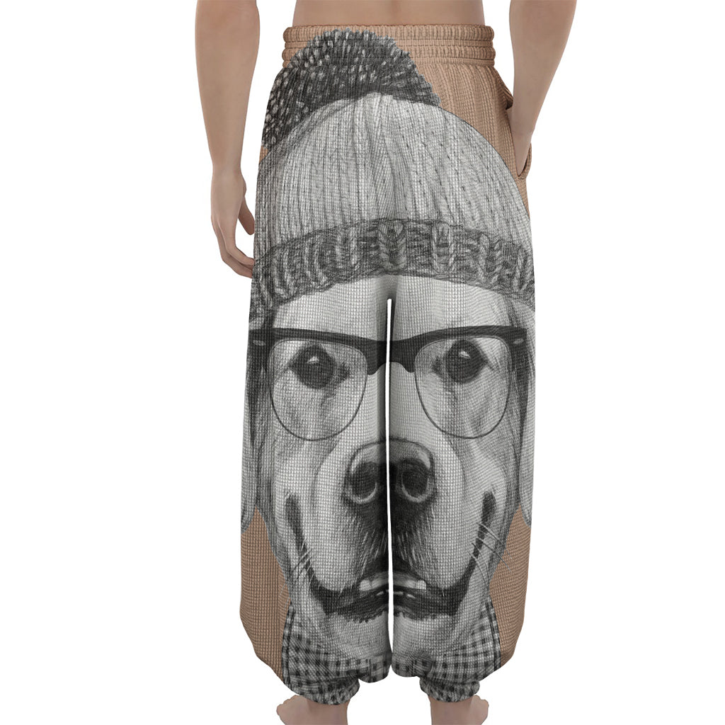 Hipster Golden Retriever Print Lantern Pants