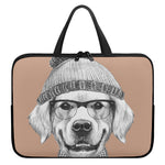 Hipster Golden Retriever Print Laptop Sleeve With Handle