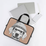 Hipster Golden Retriever Print Laptop Sleeve With Handle
