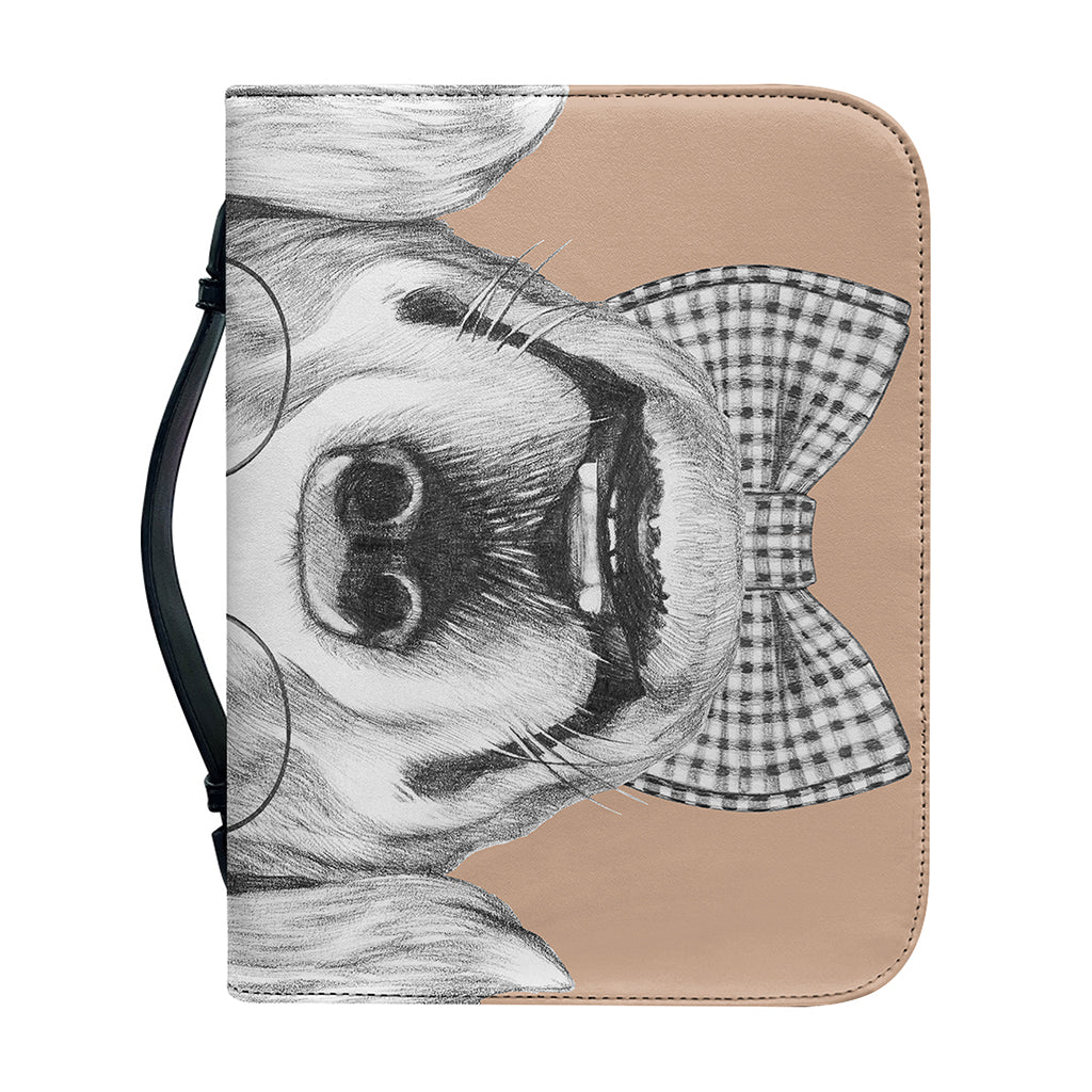 Hipster Golden Retriever Print Leather Bible Cover