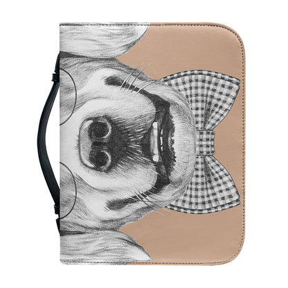 Hipster Golden Retriever Print Leather Bible Cover