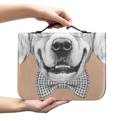 Hipster Golden Retriever Print Leather Bible Cover