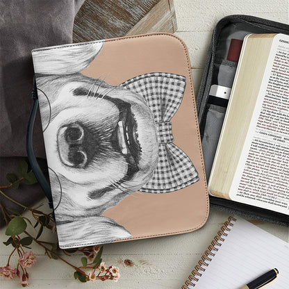 Hipster Golden Retriever Print Leather Bible Cover