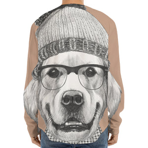 Hipster Golden Retriever Print Long Sleeve Baseball Jersey