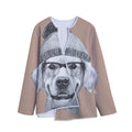 Hipster Golden Retriever Print Long Sleeve Short Coat