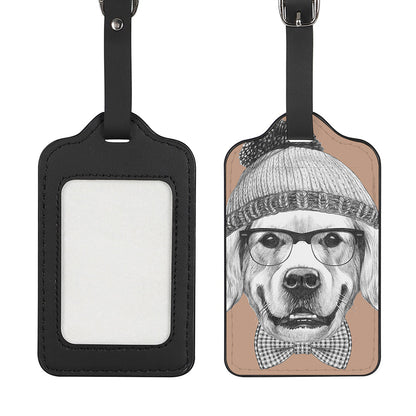 Hipster Golden Retriever Print Luggage Tag