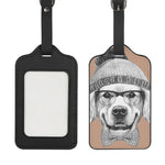 Hipster Golden Retriever Print Luggage Tag