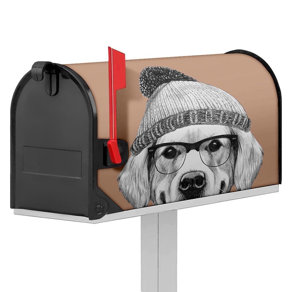 Hipster Golden Retriever Print Mailbox Cover