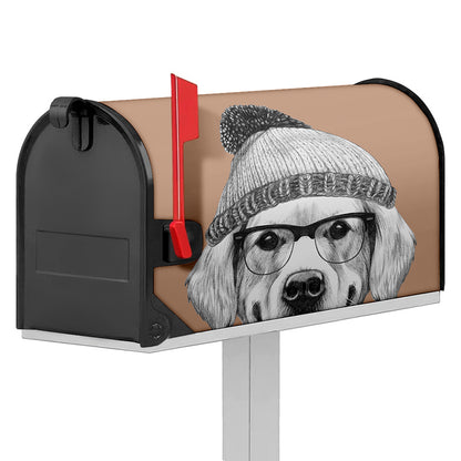 Hipster Golden Retriever Print Mailbox Cover