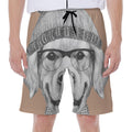 Hipster Golden Retriever Print Men's Beach Shorts