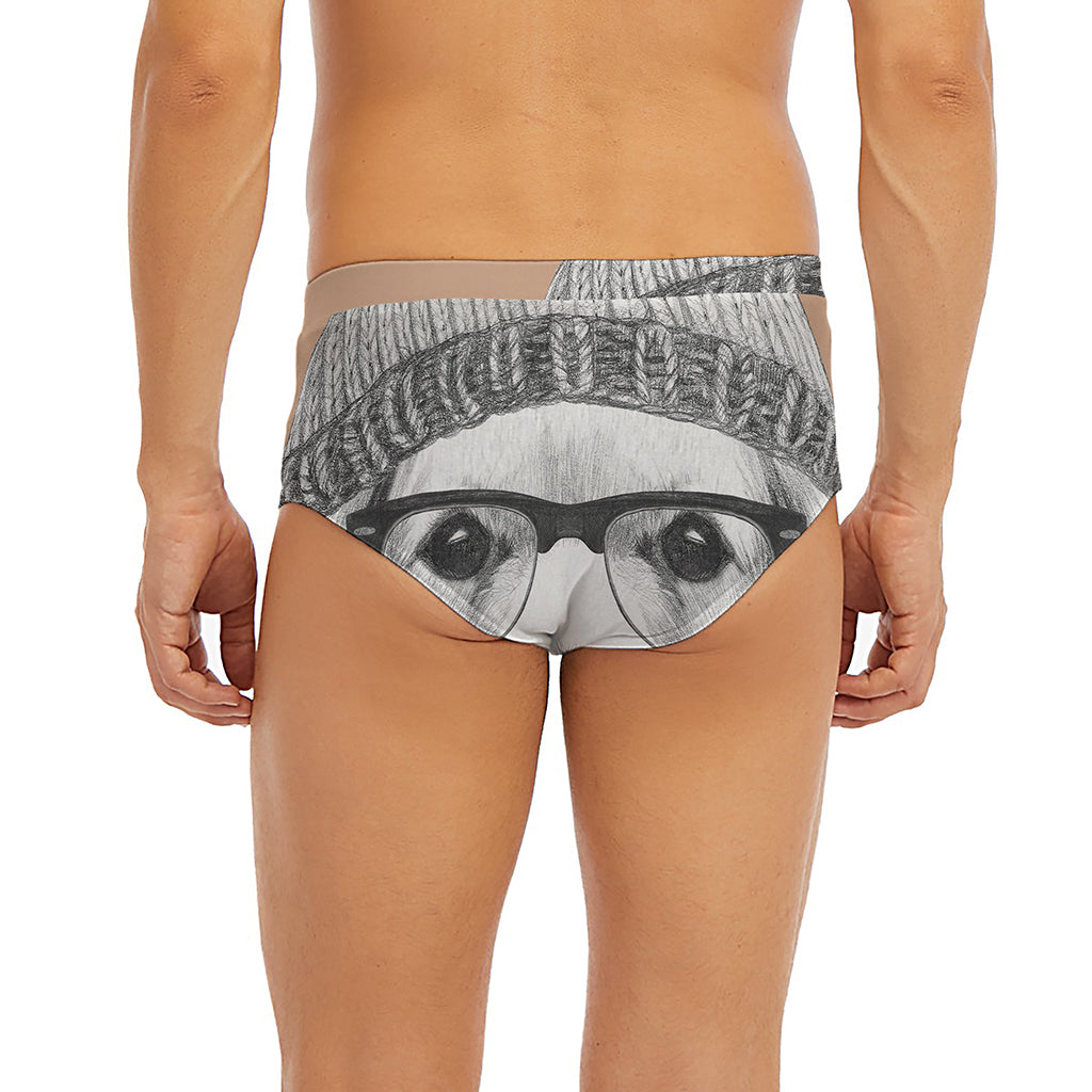Hipster Golden Retriever Print Men's Briefs