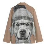 Hipster Golden Retriever Print Men's Cotton Blazer