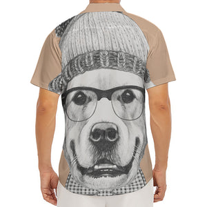 Hipster Golden Retriever Print Men's Deep V-Neck Shirt