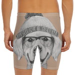 Hipster Golden Retriever Print Men's Long Boxer Briefs