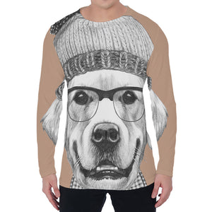 Hipster Golden Retriever Print Men's Long Sleeve T-Shirt