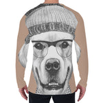 Hipster Golden Retriever Print Men's Long Sleeve T-Shirt