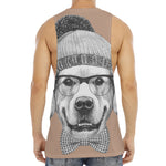 Hipster Golden Retriever Print Men's Muscle Tank Top