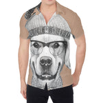 Hipster Golden Retriever Print Men's Shirt