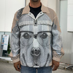 Hipster Golden Retriever Print Men's Shirt Jacket