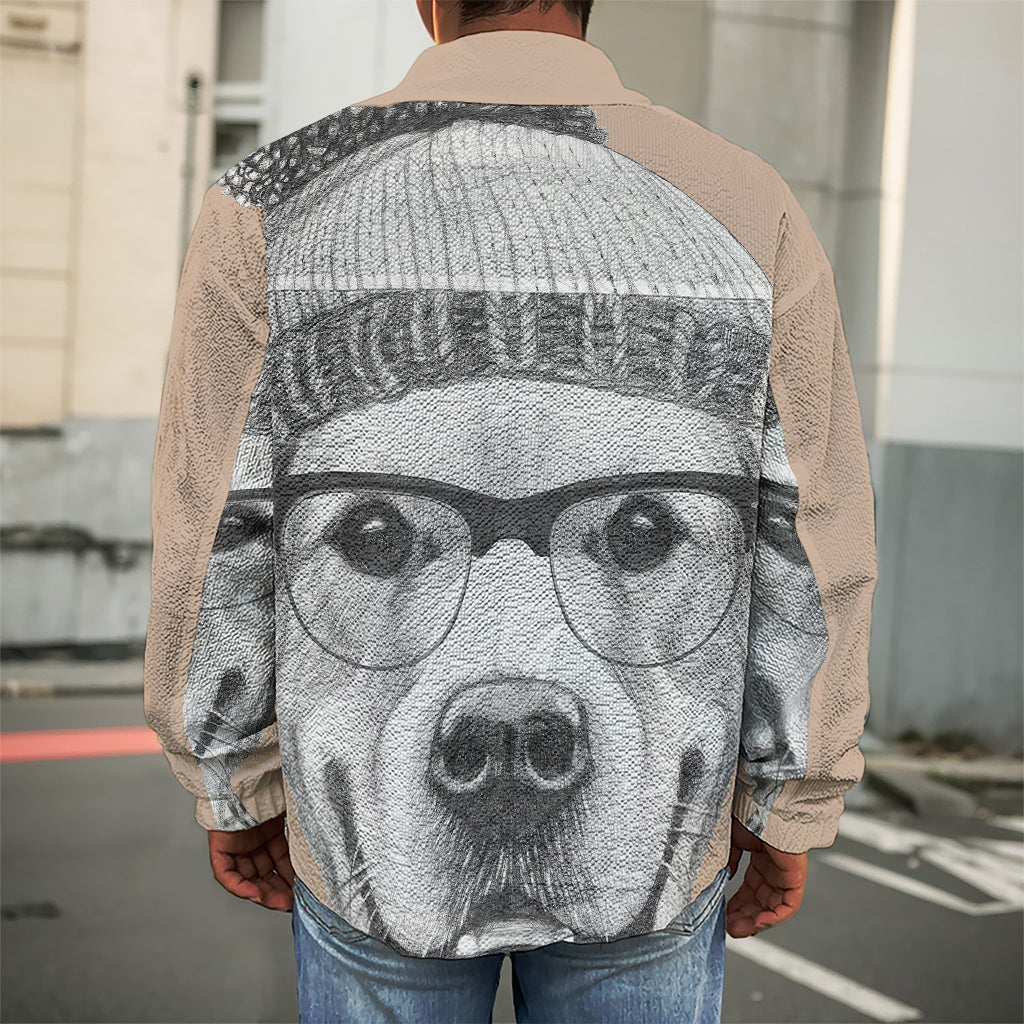 Hipster Golden Retriever Print Men's Shirt Jacket