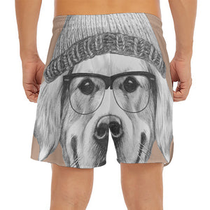 Hipster Golden Retriever Print Men's Split Running Shorts