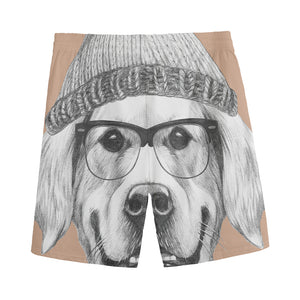 Hipster Golden Retriever Print Men's Sports Shorts