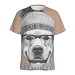 Hipster Golden Retriever Print Men's Sports T-Shirt