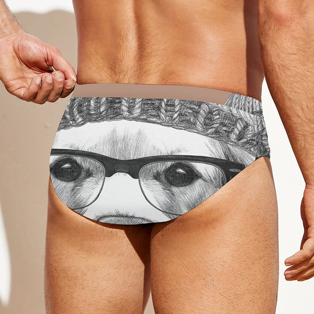 Hipster Golden Retriever Print Men's Swim Briefs