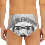 Hipster Golden Retriever Print Men's Triangle Swim Briefs