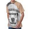 Hipster Golden Retriever Print Men's Velvet T-Shirt