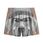 Hipster Golden Retriever Print Mesh Shorts