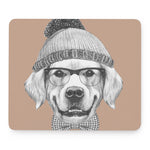 Hipster Golden Retriever Print Mouse Pad