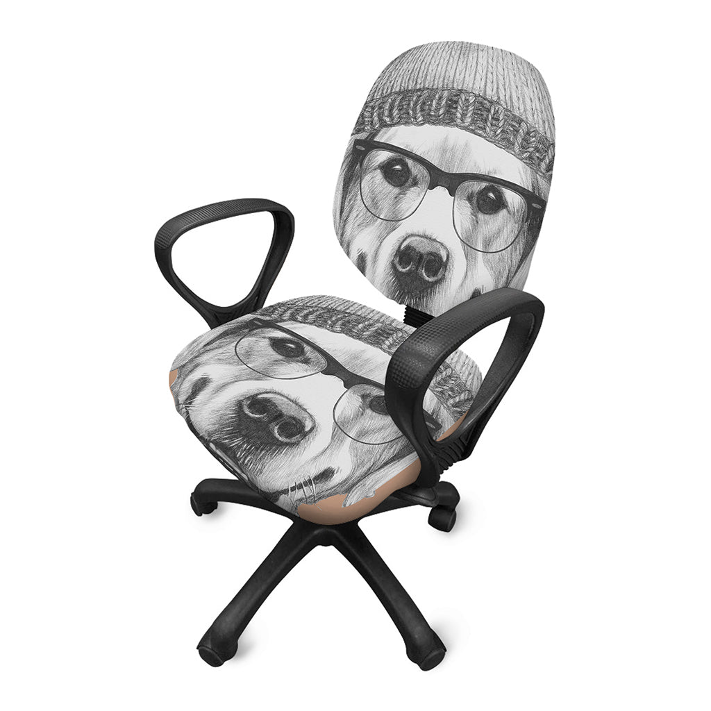 Hipster Golden Retriever Print Office Chair Cover