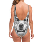 Hipster Golden Retriever Print One Piece Swimsuit