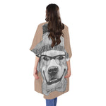 Hipster Golden Retriever Print Open Front Beach Cover Up