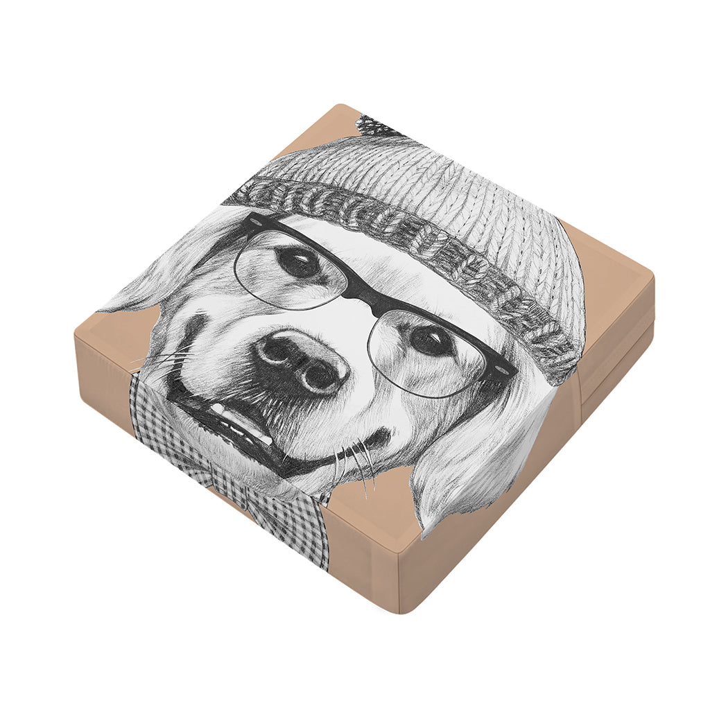 Hipster Golden Retriever Print Outdoor Seat Cushion Cover