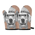 Hipster Golden Retriever Print Oven Mitts