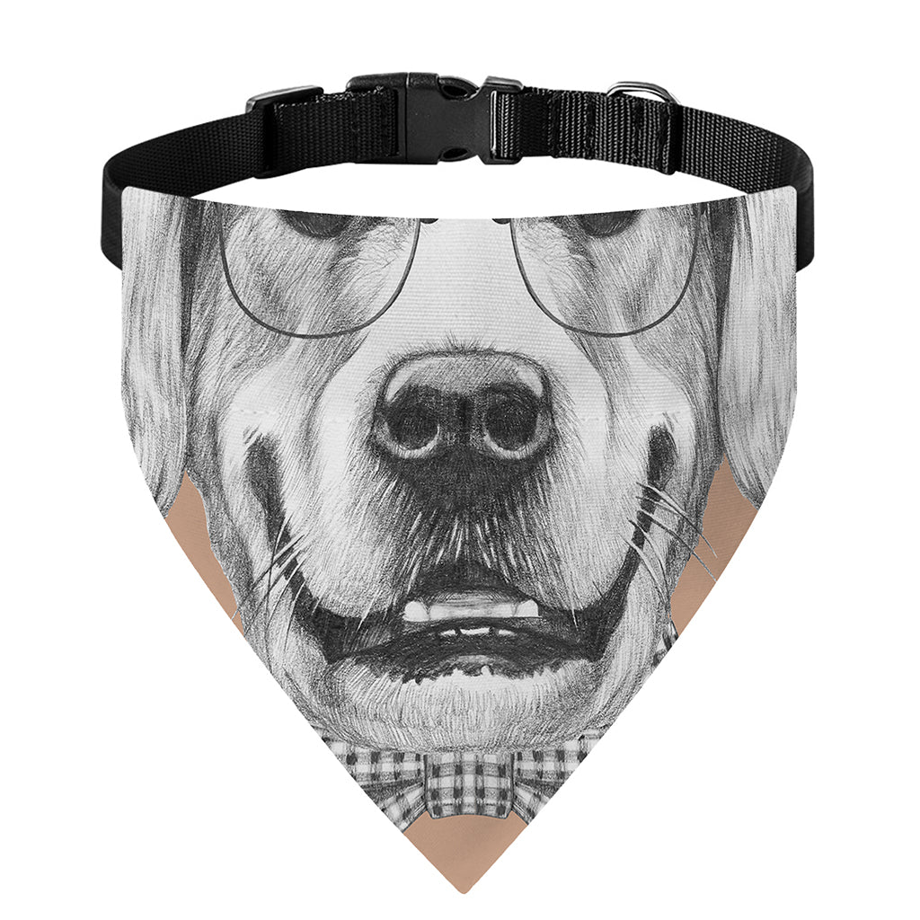 Hipster Golden Retriever Print Over The Collar Dog Bandana