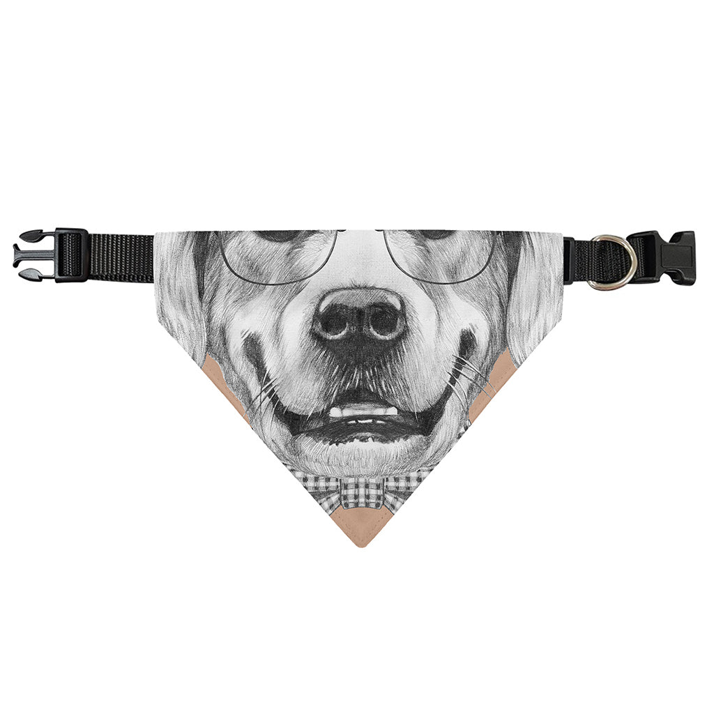Hipster Golden Retriever Print Over The Collar Dog Bandana