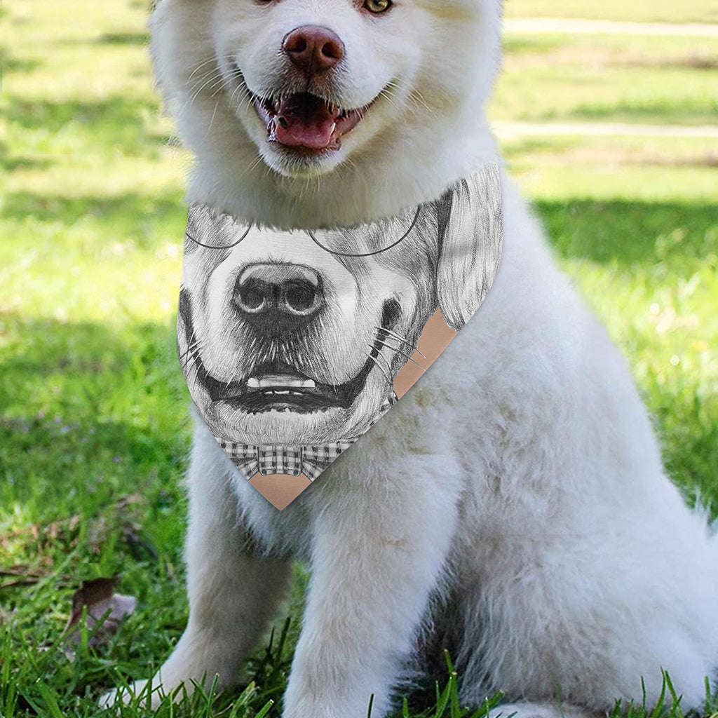 Hipster Golden Retriever Print Over The Collar Dog Bandana