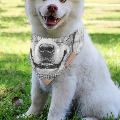 Hipster Golden Retriever Print Over The Collar Dog Bandana