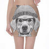 Hipster Golden Retriever Print Pencil Mini Skirt