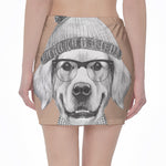 Hipster Golden Retriever Print Pencil Mini Skirt