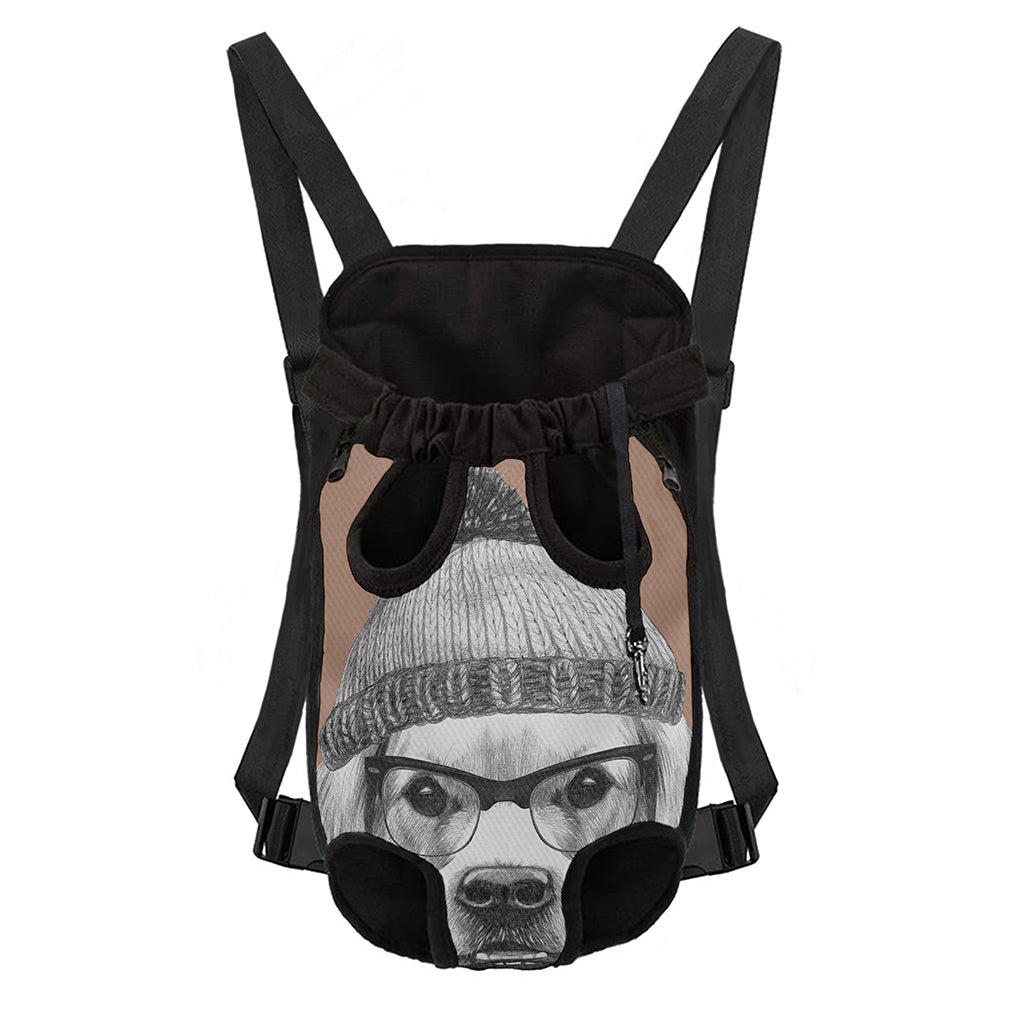 Hipster Golden Retriever Print Pet Carrier Backpack