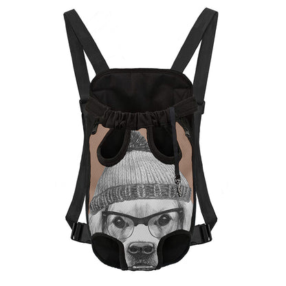 Hipster Golden Retriever Print Pet Carrier Backpack