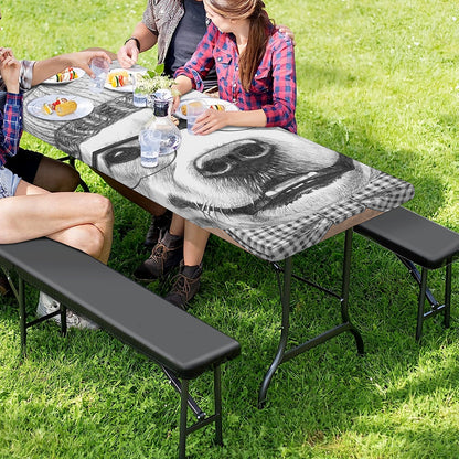 Hipster Golden Retriever Print Picnic Table Cover